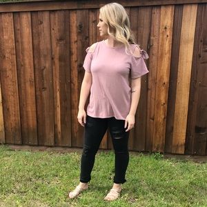 Tie shoulder sweater